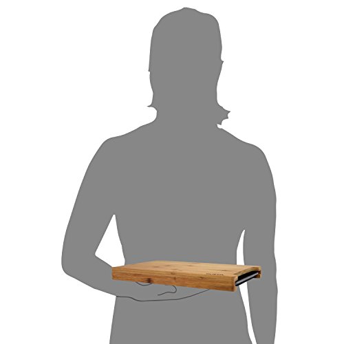 Schneidebrett aus Bambus Holz 38 x 26 cm Auffangwanne Küchen- Frühstücks Brett - 4