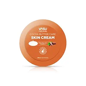 Vasu Naturals Cocoa Butter Care Skin Cream For Dry Skin And Intensive Moisturizing With Olive Oil And Vitamin-E 140ml