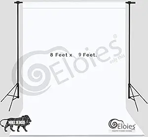 Eloies Professional Background Backdrop Polyester Fabric Wrinkle Proof Backdrop 8ft x 9ft Studio Photography Background (Stand NOT Included) (Heavy-Duty Thick Fabric) (White)