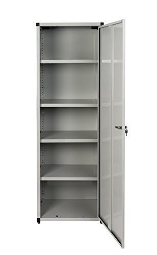 XL Metallschrank in Hellgrau mit 4 höhenverstellbaren Böden. Außenmaß 60 x 44 x 180 cm. Solide Konstruktion, TÜV geprüft. - 4