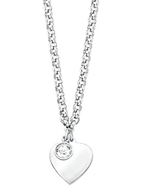 s.Oliver Damen-Kette 42+3 cm mit Anhänger Herz (gravurfähig) Edelstahl Swarovski Kristall weiß