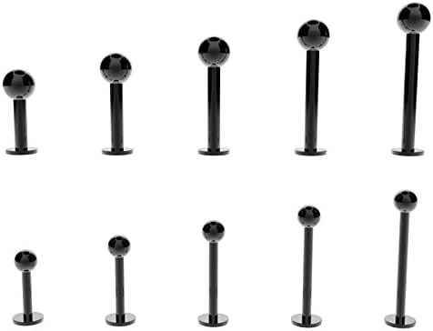 Stainless Steel BLACK Ball Labret Lip Piercing Stud Monroe Tragus Helix Cheek