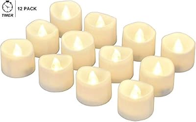 LinkBro eLander Lot de 12 Bougie LED Avec Timer, 6h on/18H minuterie, flamme vacillante umière clignotante du thé [12pcs, blanc chaud]