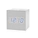 Produktbild E-CHENG Wooden Voice Control Digital Alarm Clock LED Light Multifunctional Modern Cube Displays Date Temperature for Home Office Travel (White)