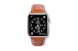 dbramante1928 Echtleder-Uhrenarmband für Apple Watch (38/40mm) [Modell: Copenhagen I Vollnarbenleder I Handgefertigt I Tan / Space Grau] - AW38GTSG0880