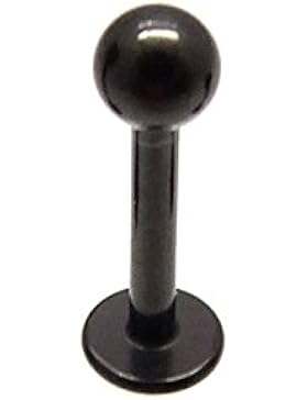 LB7 / Piercing-dreams Labret - Lippenpiercing 1,2 x 8 mm aus schwarzem Chirurgenstahl mit Kugel 3 mm