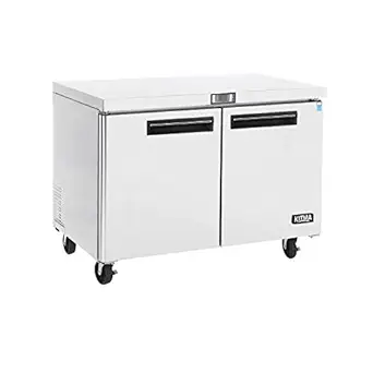 Commercial 2 door Undercounter Refrigerators - KITMA 13.5 Cu. Ft Stainless Steel Side by Side Worktop Fridge for Kitchen, 33?F -38?F