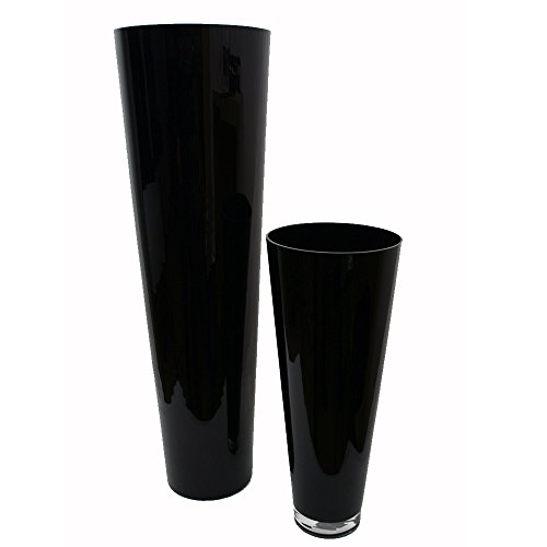 Große Konische Glas-Vase Konischer Zylinder 70cm Ø 22,5cm. Bodenvase in schwarz zur Dekoration und als Blumenvase von Glaskönig - 5