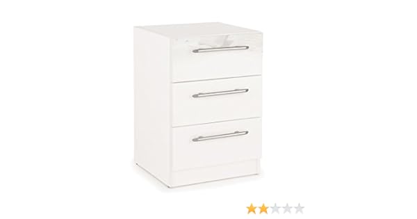 Connect Angel 3 Drawer Bedside Cabinet High Gloss White Amazon