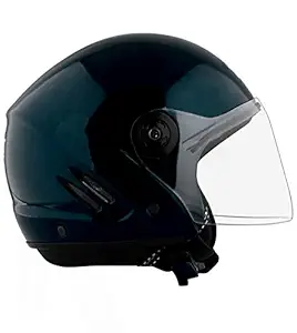 Men and Women ISI Marked Racing-1 Track with Strap Unbreakable Open-Face Motorbike Helmet for Scooty and Bike Riding (Black)