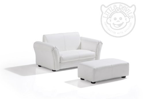 WHITE PU LEATHER LAZYBONES KIDS TWIN SOFA Chair/Seat/Armchair/Sofa for Children/Childs