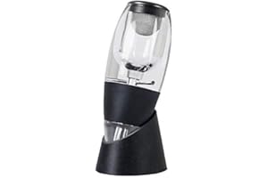 FosFun Aireador de Vino con Base, Aireador Vino con filtro, Pourer Decanter, Decantador Aireador, Oxigenador vino, Decantador de vino y aireador, Negro, regalos para hombres y mujeres