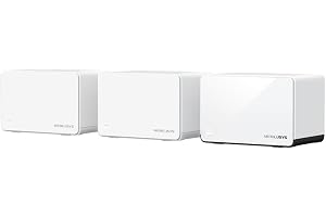 MERCUSYS WiFi 6 Mesh AX3000Mbps, täckning upp till 650 m², anslut upp till 150 enheter, 160 MHz-kanaler, 1 2,5 Gbit/s-port och 2 Gigabit-portar, Dual Band WiFi, Easy App Control, Halo H85X (3-Pack)