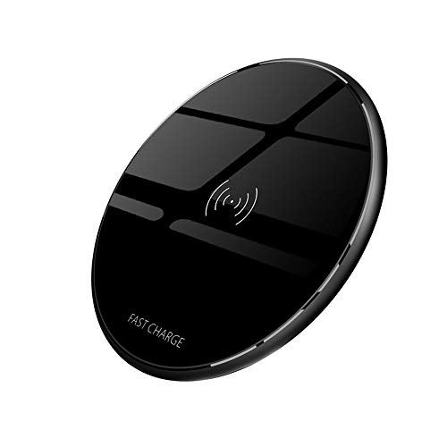 VIVK Cargador Inalámbrico Rápido, Qi Cargador 10W Carga Rápida y 5W Carga Estándar Fast Wireless Charger Compatible con S9 Plus S8 S7, X XS MAX 8 Plus, Mix 2S Mi A1 A2, V30 G7 - Negro