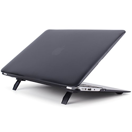 LIANG Matte Gummierte Harte Schutzhülle mit Kickstand Ständer für Macbook Air 13 Hülle Cover Tasche Silicon Case Shell Hard Plastik mattiert SchutzTasche + tpu Tastatur-Schutzfolie(Schwarz,MacBook Air 13 A1369 / A1466),Schwarz - 2