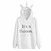 Price comparison product image Komise Women Girls Unicorn Print Long Sleeve Hoodie Jumper Pullover Tops Elegant Style Blouse (S, White B)