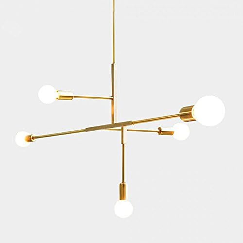 Modern Metal Pendant Lighting Hanging Lamp Ceiling Chandelier With 5 Lights Gold Finish Fixture Flush Mount