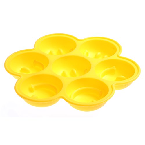 wortek Eiswürfel Schale Smiley Fun Form für 7 Würfel / Kugeln Gelb - 2