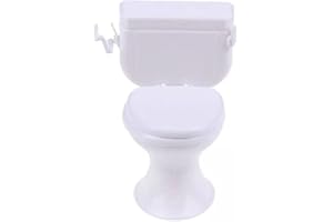 OPEMG White Dollhouse Furniture Model Bathroom Miniature Toilet for Doll Miniature Bathroom Furniture Dollhouse Accessories
