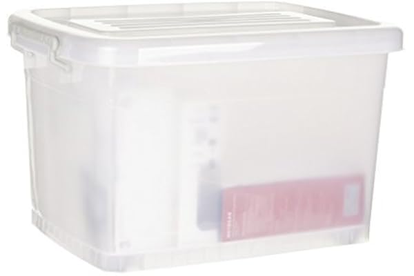 NOW & ZEN 50 Litre Large Plastic Container Multipurpose Stackable Storage Box with Lid, Handles, & Wheels Dimensions: (LxWxH): (57 x 41 x 34) CM Semi-Transparent