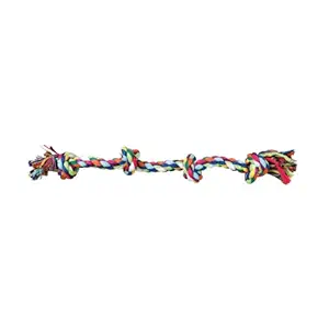 Dogista Durable 4 Knot Knotted Cotton Rope Toys for Teeth Cleaning and Chewing, Small & Medium Dog/Cat/Puppy (Multicolour), (HJO95)