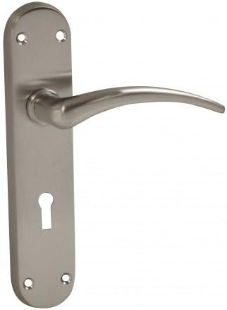 Pair Of Satin Chrome Milan Lever Lock Door Handle Set 180mm x 40mm