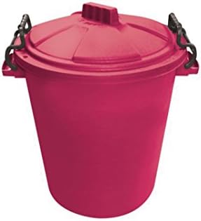 Saddlers Heavy Duty Dustbin with Clip On Lid, 50 Liter, Pink