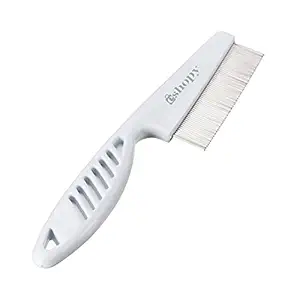 ESHOPY Pet Flea Comb your Dogs,Cats,Poodles Hair- Rotatable Pins, Easy to Use, Slip Proof- Best Dog Comb for Grooming your Dog, Dog Dandruff Flakes- (Flea Comb WHITE) Pack Of 1,M