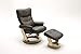 Produktbild Fernsehsessel, Relaxsessel, TV-Sessel braun, Leder + Holz, mit Hocker, 130 kg