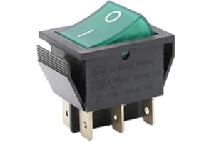 CABLEPELADO - Interruptor basculante ON-OFF DPDT 6 pines | Interruptor 6 terminales | 16A 250VAC | Luz Verde