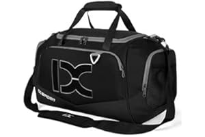 INOXTO Grands Sports Pliables Voyage en Bas avec Une Poche Humide Et SèChe Et Un Compartiment à Chaussures, Week-End Pendant La Nuit Camping Down Sac pour Hommes Et Femmes (Noir et Blanc)