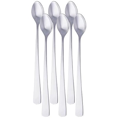 AmazonBasics Cuillère à macchiato en acier inoxydable avec bord carré, lot de 6 (18/0)