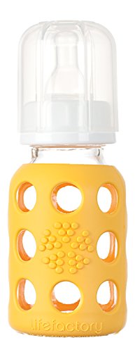 Lifefactory Baby Bottle, Glass, Yellow, 4 oz