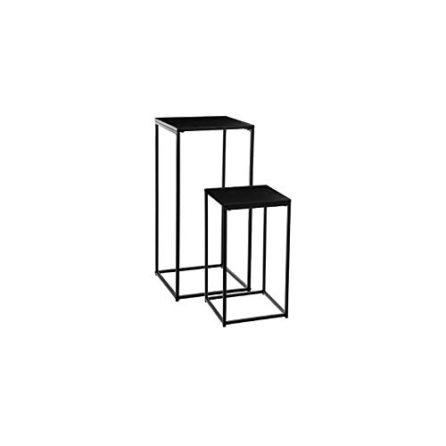 détail Atmosphera Lot de 2 sellettes Tables d'appoint en métal - Style Industriel - Coloris Noir