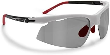 SNATCH Cycling Running Photochromic Polarized Sport Sunglasses - Adjustable Nose - Ultralight Nylon Mesh - Earthquake Italy (mat white/Shiny black/red, Photochromic Polarized)