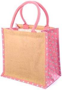 Medium Polka Dot Jute Hessian Shopping Bag