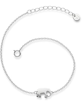 Glanzstücke München Damen-Armband Elefant Sterling Silber 17 + 3 cm - Silberkettchen Armband mit Anhänger Armkettchen...