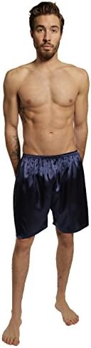 SILK MODA - Mens Silk Boxer Shorts Underwear / Lounge shorts M Dark Blue