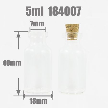 Anagela Kerry 10 x Clear Glass Bottle Vial Cork 5ml Wishing Oil Borosilicate 184007 5ml Clear