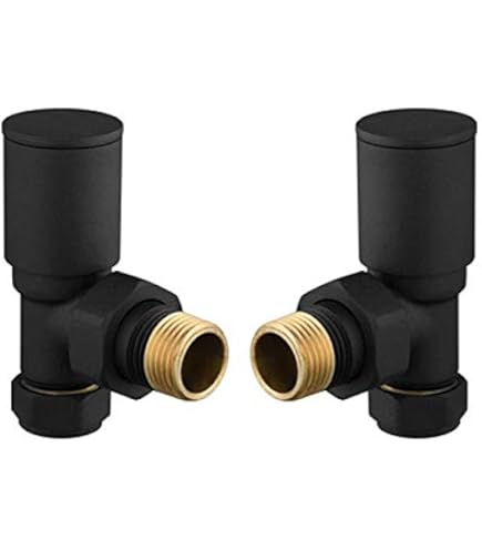 Valvole Angolo Per Termosifone Nero Opaco - Ottone 15mm, Confezione Da 2