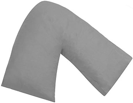 [PRICEBUST] GREY SILVER V SHAPED 100% EGYPTIAN COTTON 200TC THREAD COUNT PILLOWCASE BACK &amp; NECK SUPPORT, MATERNITY, ORTHOPEDIC, V COVER ONLY