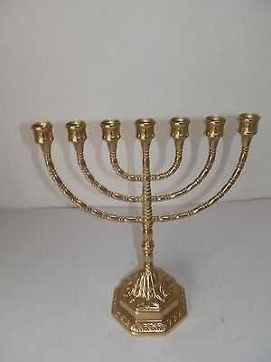 Ménorah En Laiton Doré – Vintage – Chandelier Religieux 7 Branches