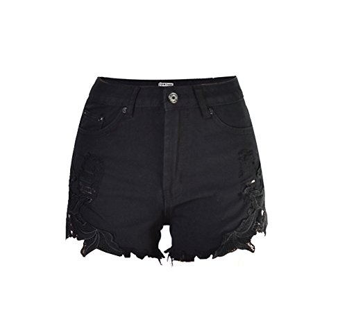iRachel Damen Sexy Short Hotpants Spitze Häkeln Tassel Hohe Taille Denim Short kurze Hose