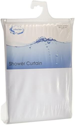 Colour Box Shower Curtain with Hooks-White, Polyester, 36x20x4 cm