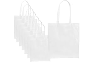 PUBLICLICK Lote 20 Bolsas Sublimación, Non Woven, Bolsa de Tejido Sintetico Non-Woven de 80g/m2 en Color Blanco Especialmente diseñada marcaje sublimación. Asas largas de 60cm, Acabado Cosido.