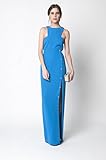 Rabat azul: falda larga de crepe azul con abertura lateral