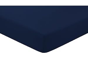 Amigozone Extra Deep 16"(40cm) Non Iron Percale Pollycotton Fitted Sheets (King, Navy)
