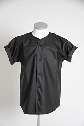 Scarcewearplain black leather baseball jersey size XS