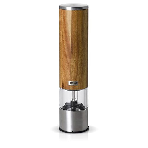 Elektrische Pfeffer- Oder Salzmühle Woodmatic, Ceramic Mahlwerk Ceracut®, Led-Licht, Edelstahl/Akazienholz, D: 5,2 Cm, H: 22 Cm