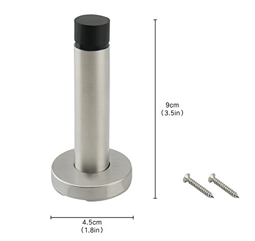 Joyoldelf Edelstahl Türstopper / Wandtürstopper / Türpuffer Wandhalterung mit Gummi Bumper Türhalter mit Hardware Schraube – 2 Pcs - 6